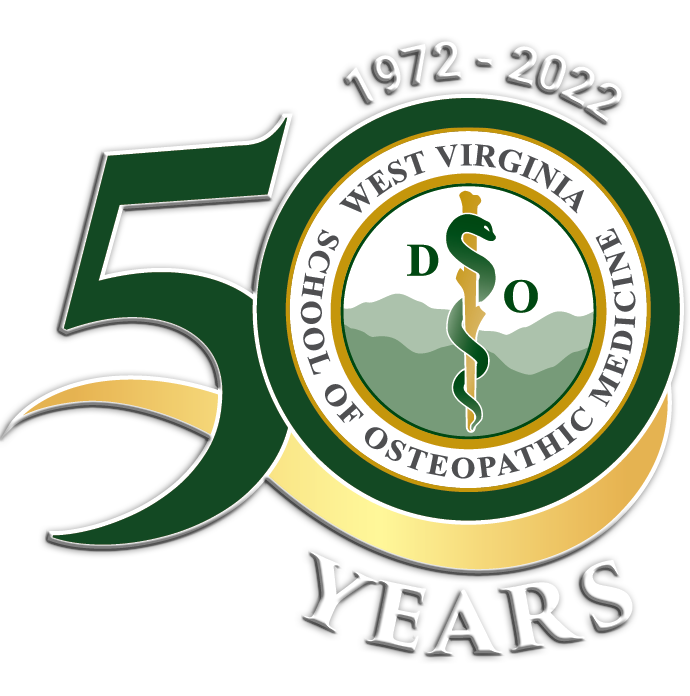 WVSOM 50th anniversary logo 1972-2022