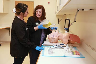 Task trainer showing intubation