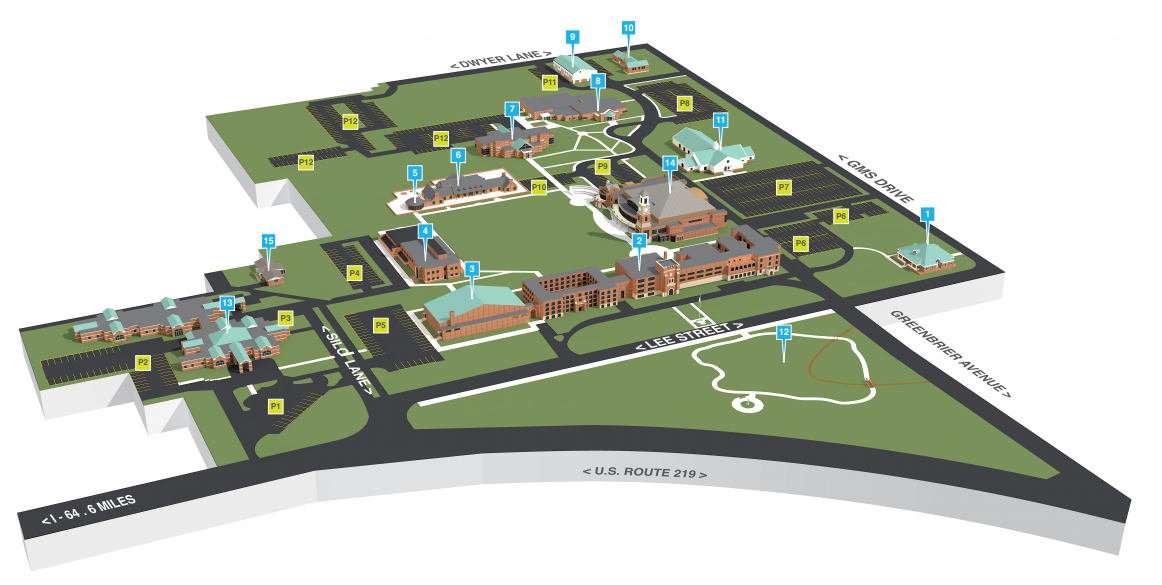 Map of the WVSOM Campus with link to larger image