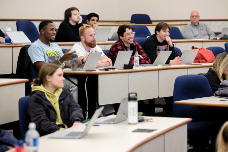 Students sit in classroom