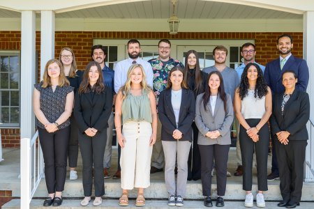 Scholarship winners stand in front of WVSOM Alumni Center