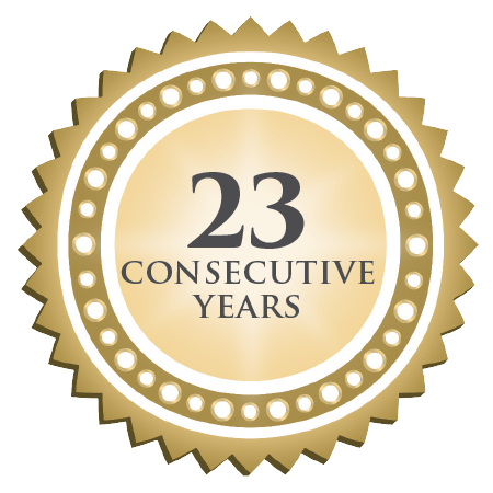 23 Consecutive Years gold badge