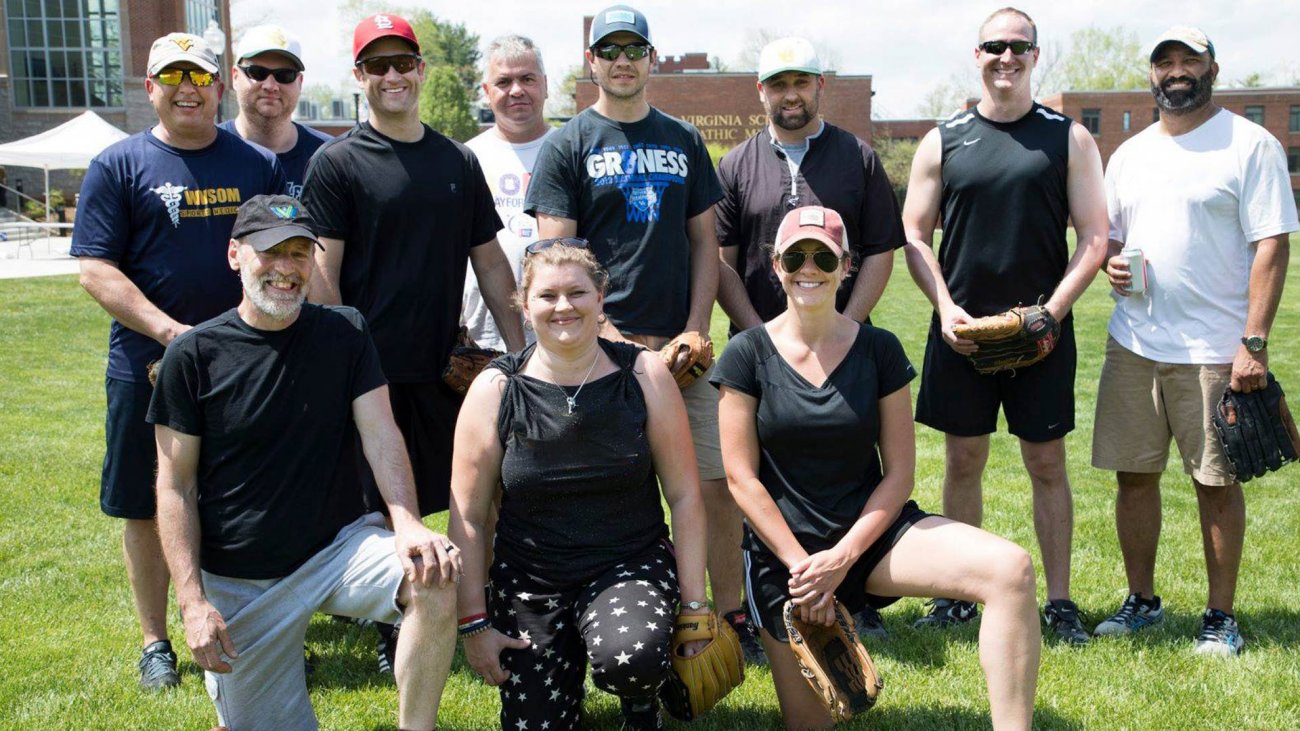 WVSOM Presidents Softball game team photo
