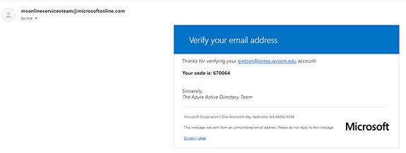 Email verification example screen shot