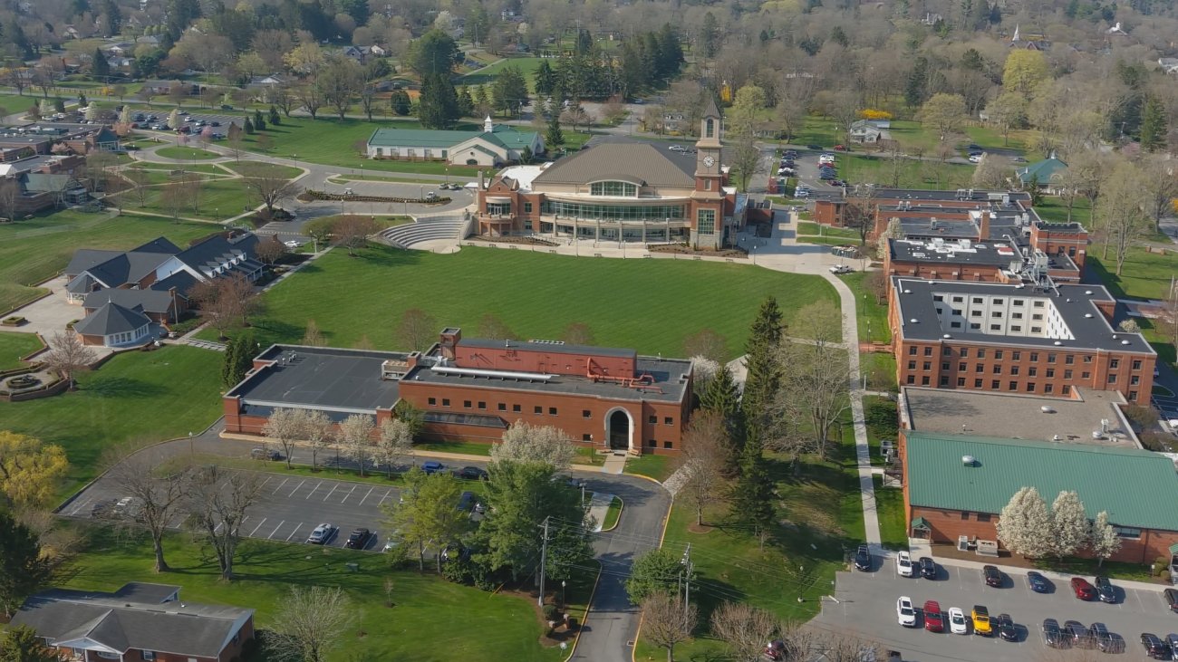 WVSOM aerial view of campus in spring