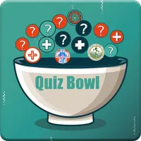 Quiz Bowl, bowl graphic filled with question marks, medical crosses, anatomy symbols, cell drawings