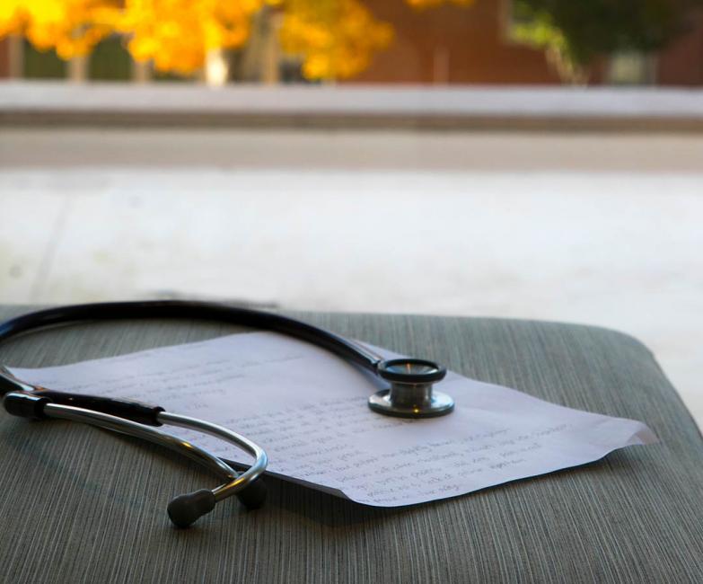 Stethoscope on bench